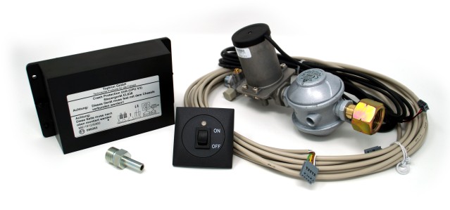 Gasdruckregler, Regleranlage 30 mbar 1,5kg/h inkl. Crash Sensor (Gasnutzung während der Fahrt)