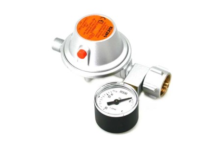 GOK Gasdruckregler 50mbar - 1,5kg/h G.12 > G 1/4'‘ LH mit Manometer