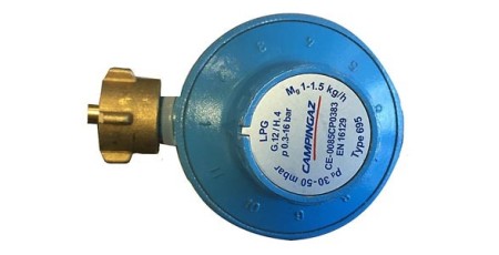 CAMPINGAZ Verstellbarer Gasdruck Regler 1-1,5 kg/h. Ausgangsdruck einstellbar von 30 - 50 mbar. Ausgang R 1/4 Linksgewinde