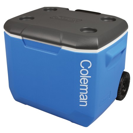 COLEMAN Tricolor Kühlbox PERFORMANCE mit Rädern und Teleskopgriff. 56 Liter Fassungsvermögen. Kühlleistung bis zu 4 Tage