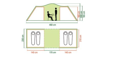 COLEMAN Großes Kuppelzelt mit Tunnelanbau für 4 Personen RIDGELINE™ 4+. Zwei Schlafbereiche, wasserdicht WS 3000 mm