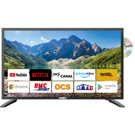 Antarion Smart TV Fernseher 22 Zoll DVBT-2 +DVD 12 / 24 / 220 V