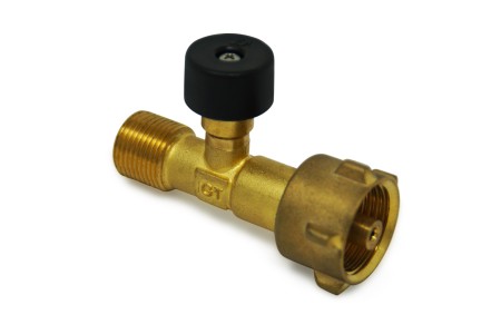 External overflow valve. Hose rupture protection LPG gas (propane/ butane)